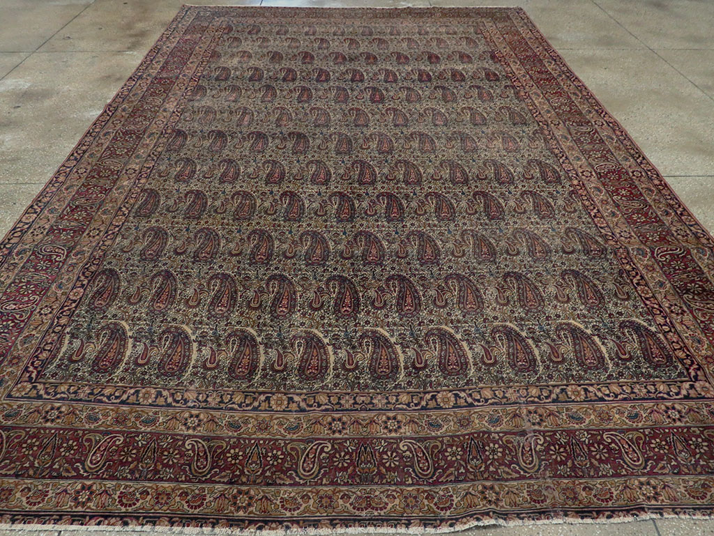 Antique Persian Lavar Kerman Carpet, No.8357 - Staging