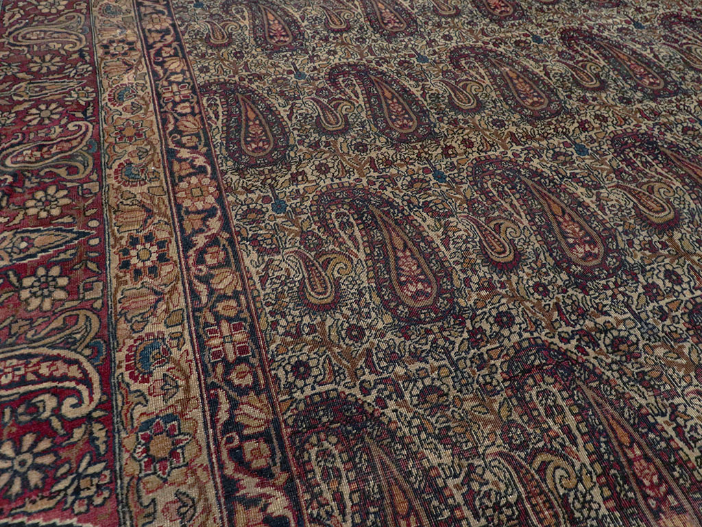 Antique Persian Lavar Kerman Carpet, No.8357 - Staging