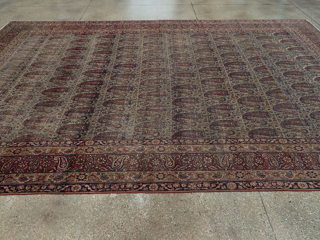 Antique Persian Lavar Kerman Carpet, No.8357 - Staging