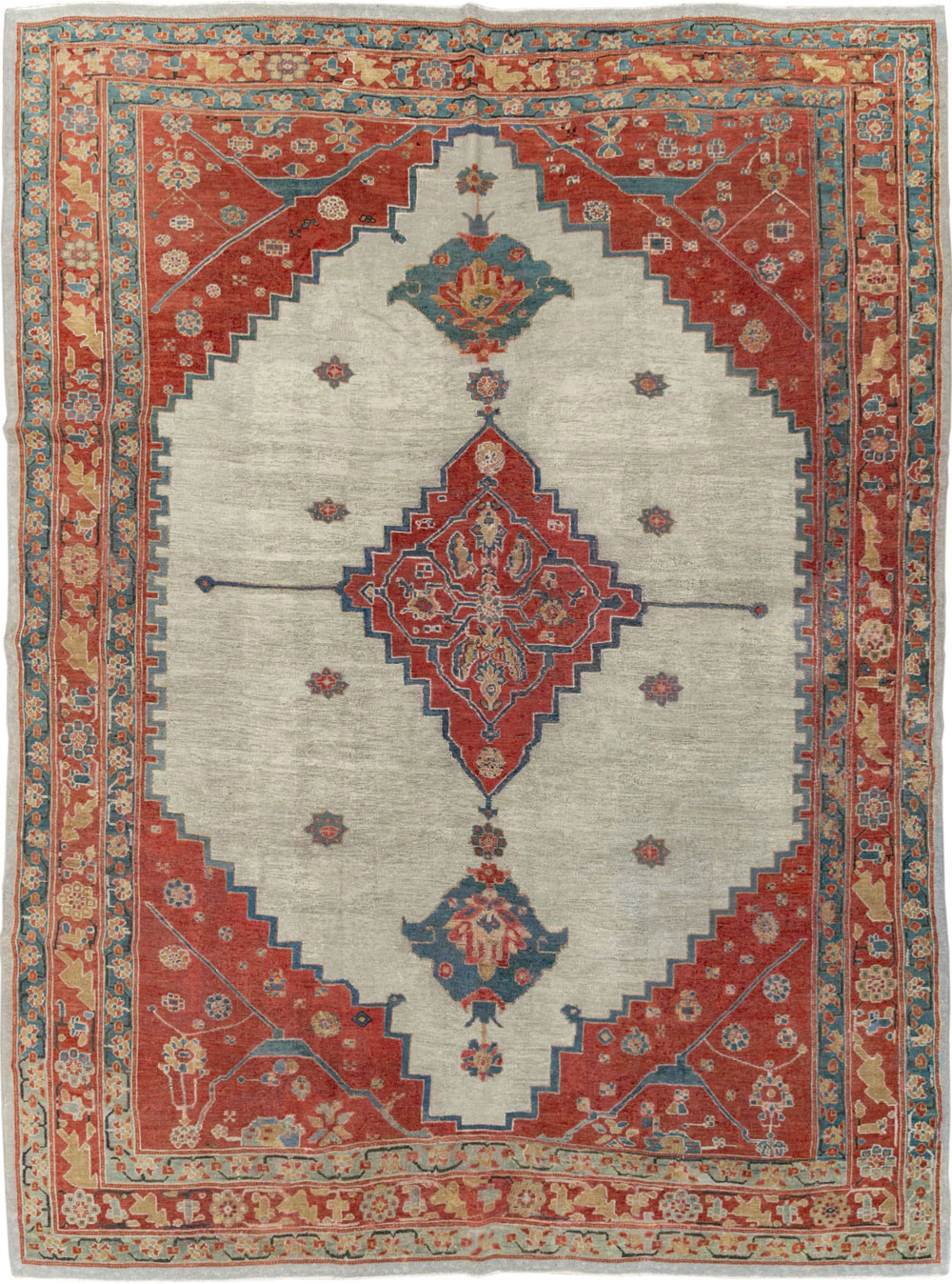 Antique Persian Bakshaish Room Size Carpet, No.8384 - Staging