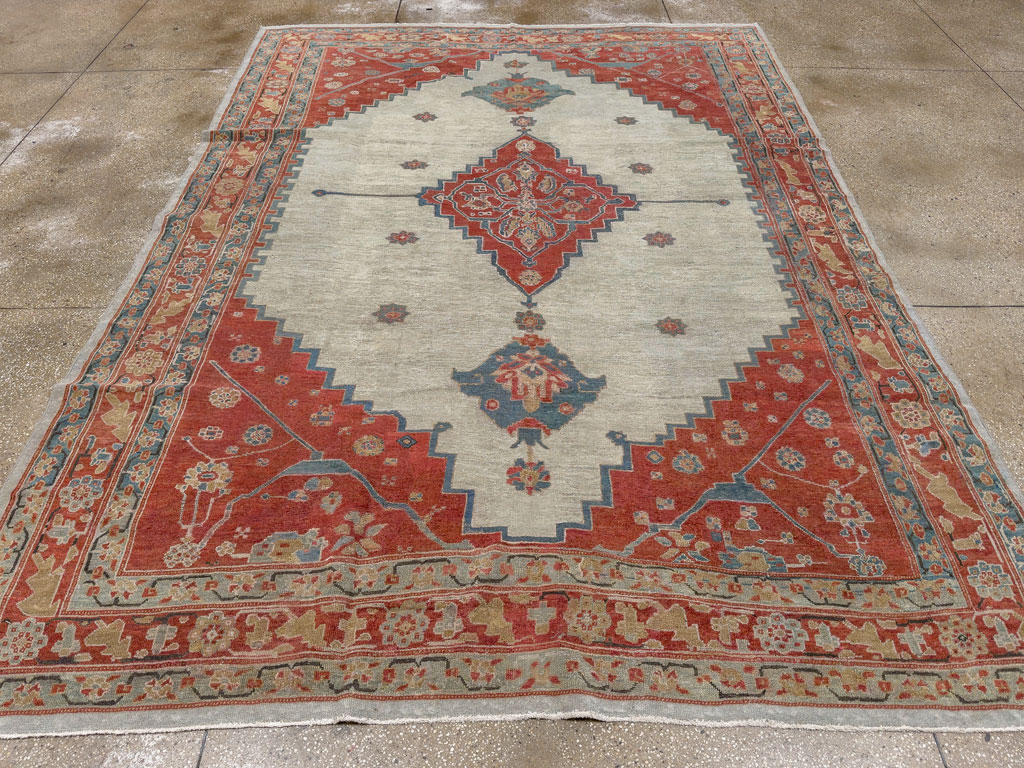 Antique Persian Bakshaish Room Size Carpet, No.8384 - Staging