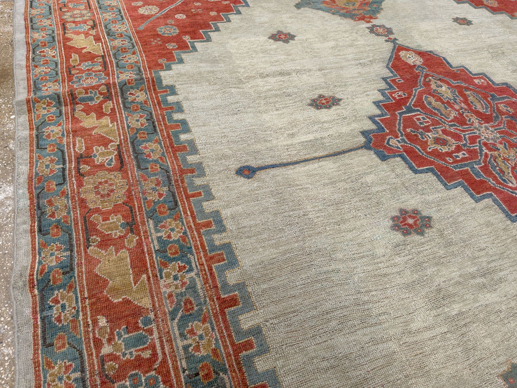 Antique Persian Bakshaish Room Size Carpet, No.8384 - Staging