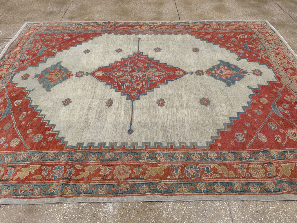 Antique Persian Bakshaish Room Size Carpet, No.8384 - Staging