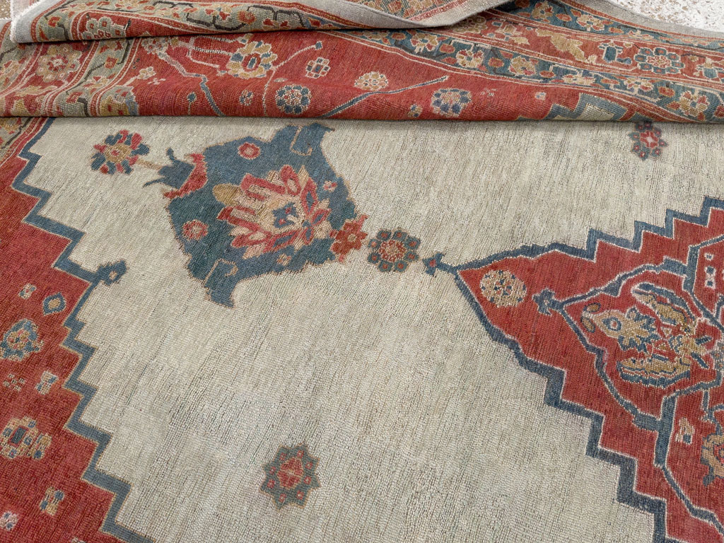 Antique Persian Bakshaish Room Size Carpet, No.8384 - Staging
