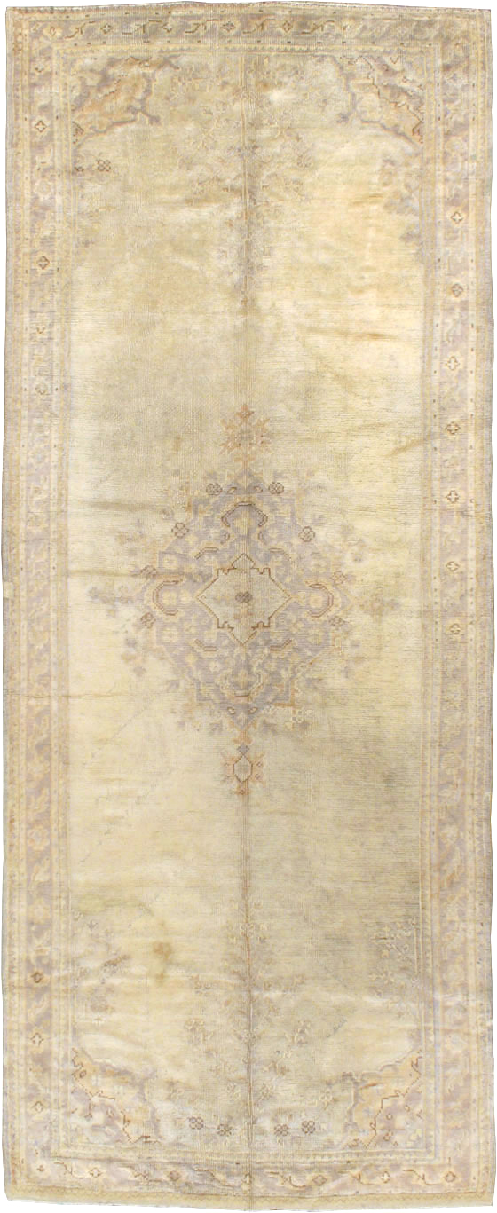 Antique Turkish Oushak Gallery Carpet, No.8404 - Staging