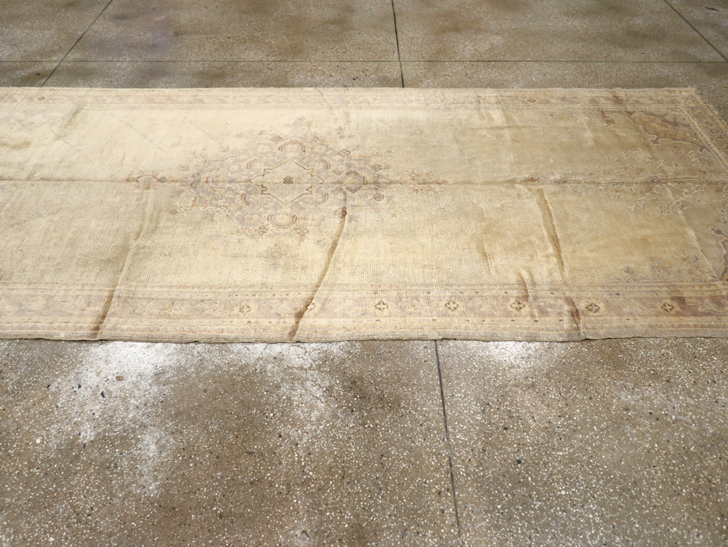 Antique Turkish Oushak Gallery Carpet, No.8404 - Staging