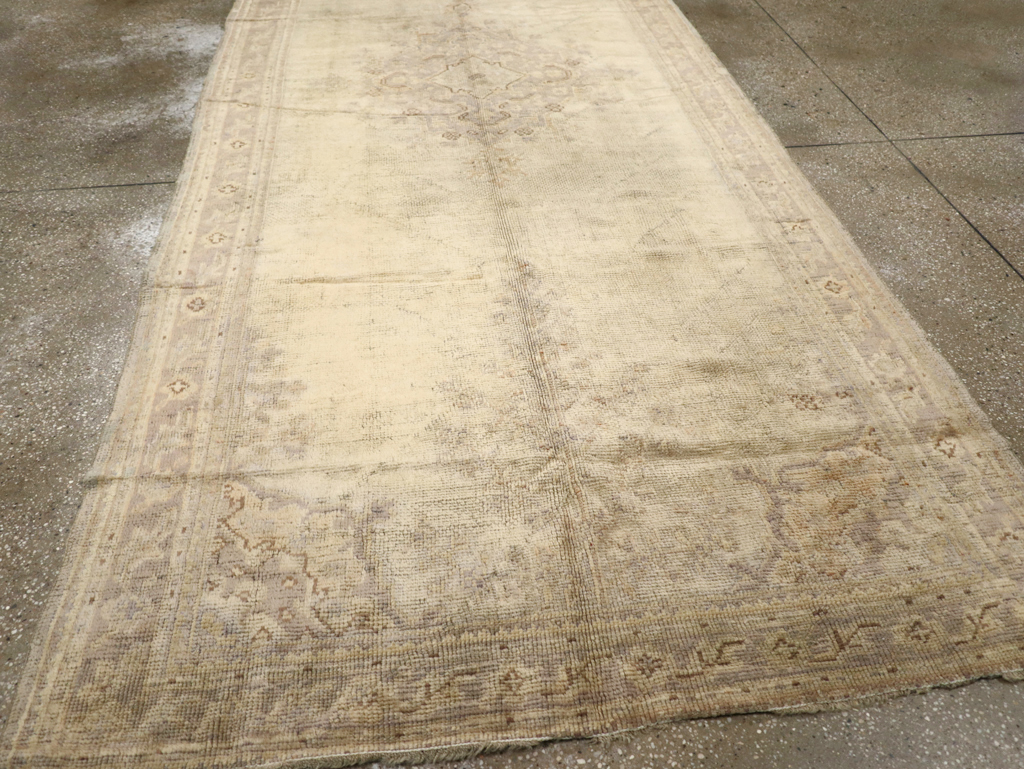 Antique Turkish Oushak Gallery Carpet, No.8404 - Staging