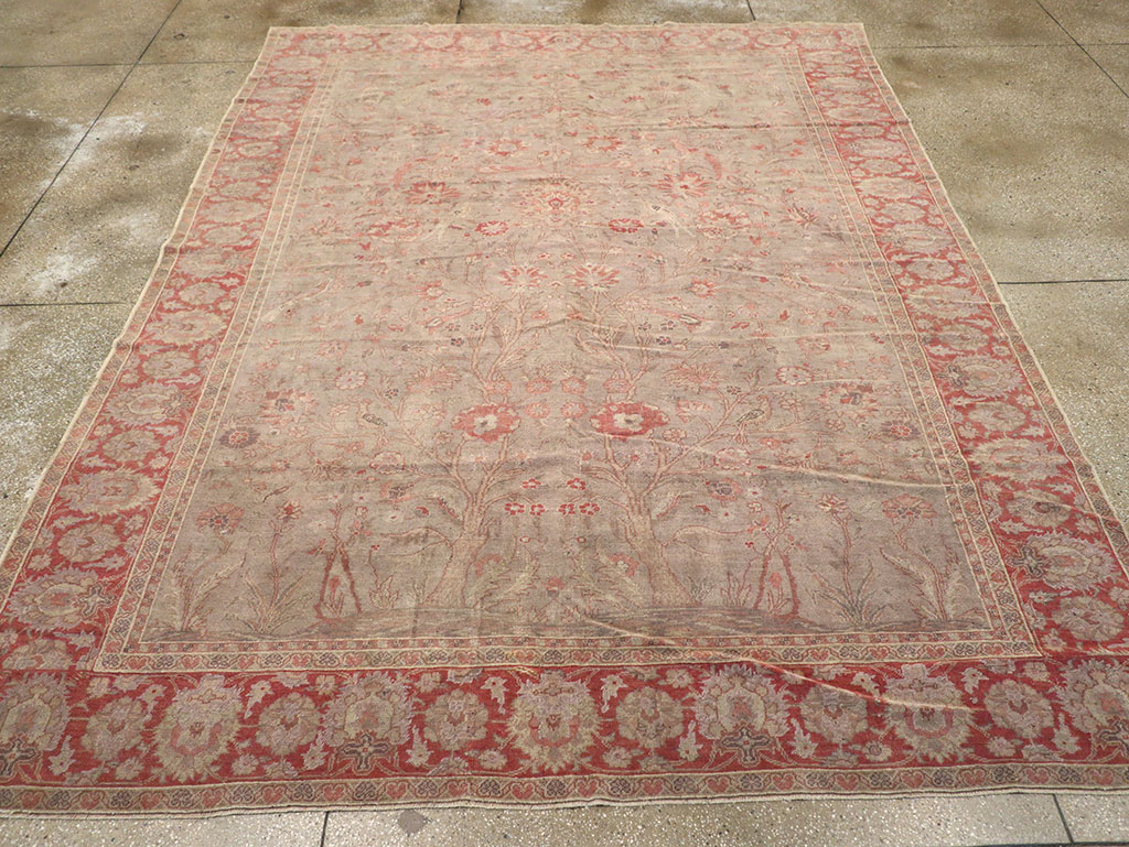 Vintage Turkish Oushak Room Size Carpet, No.8407 - Staging