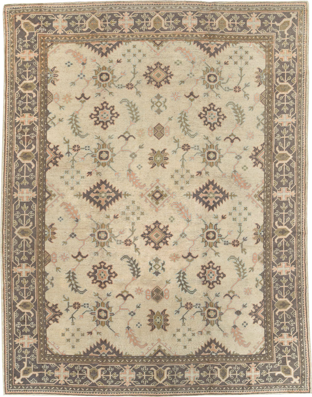 Antique Turkish Oushak Carpet, No.8411 - Staging