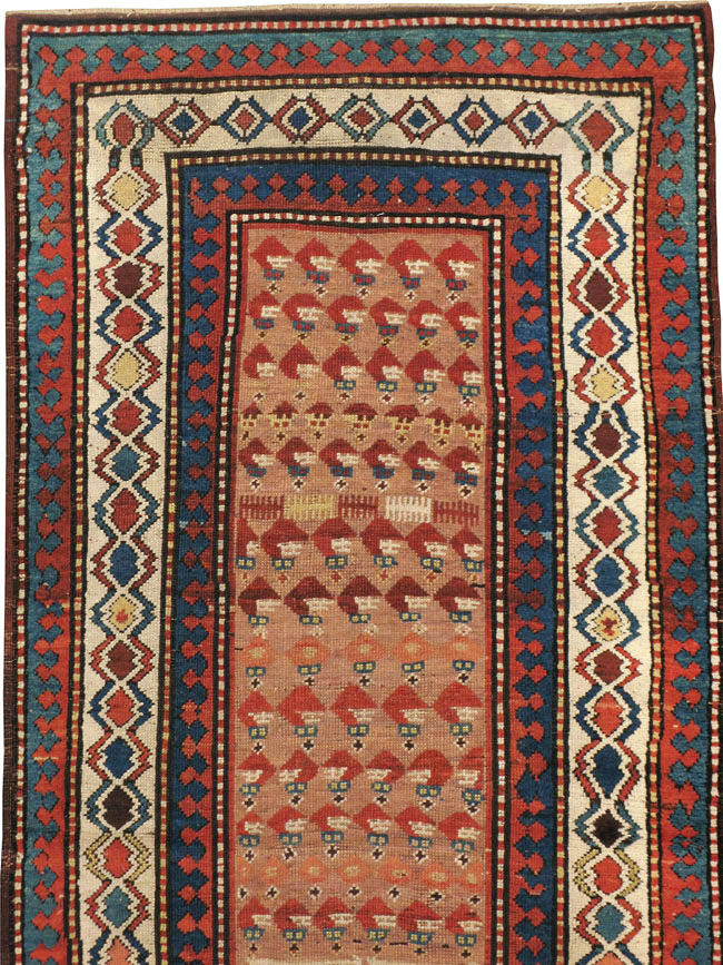 Antique Caucasian Kazak Rug, No.8429 - Staging