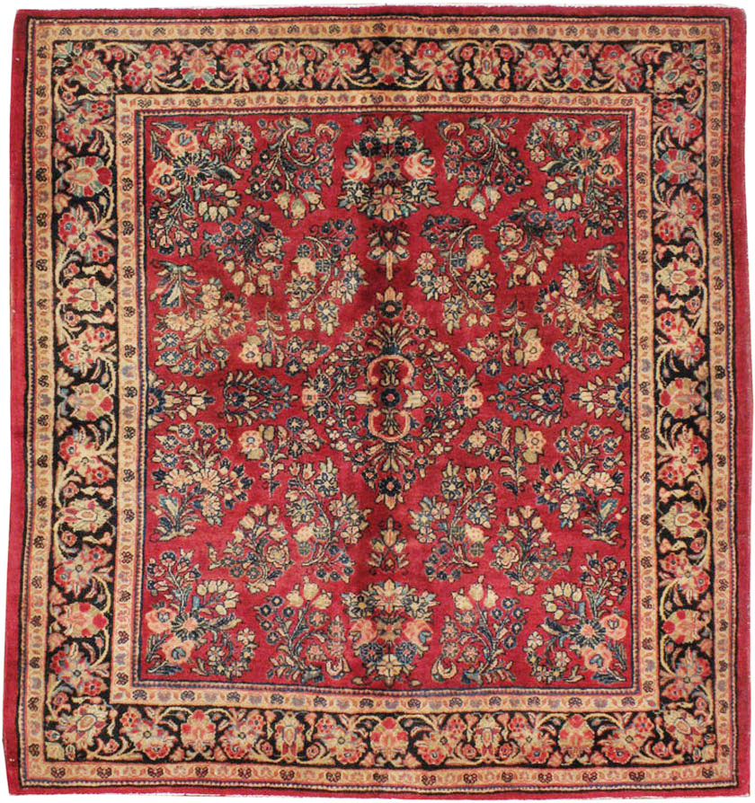 Vintage Persian Sarouk Square Rug, No.8457 - Staging