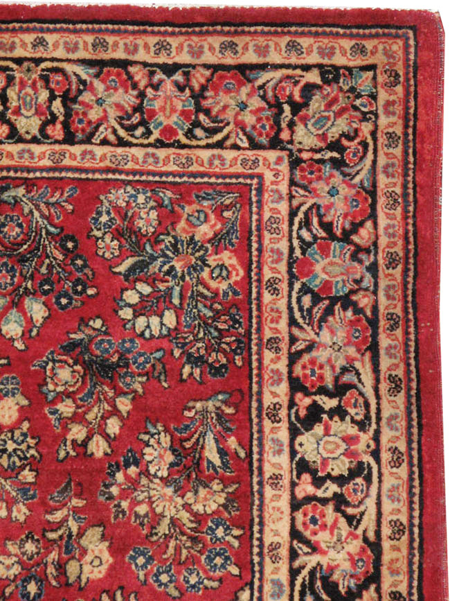 Vintage Persian Sarouk Square Rug, No.8457 - Staging
