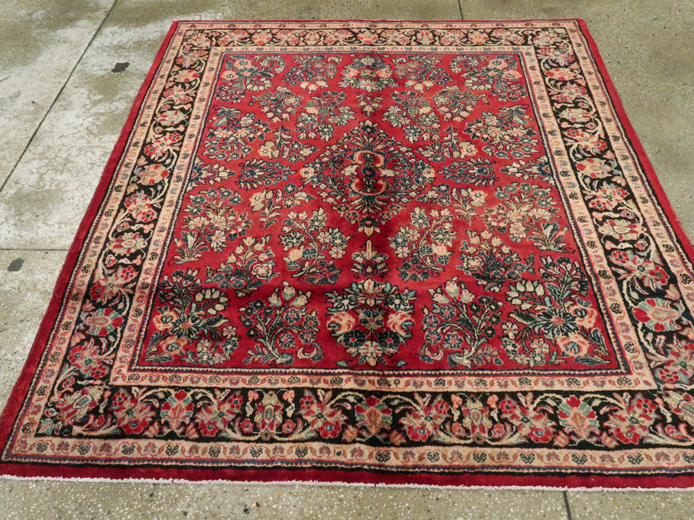 Vintage Persian Sarouk Square Rug, No.8457 - Staging