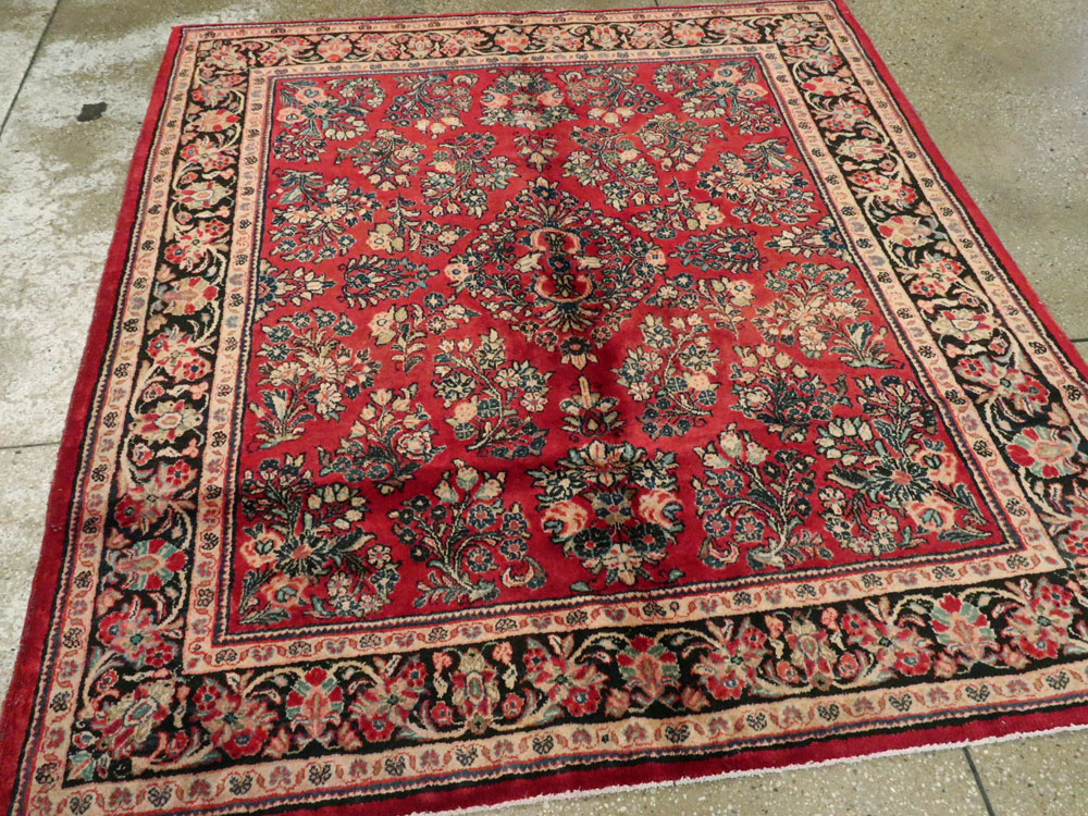 Vintage Persian Sarouk Square Rug, No.8457 - Staging