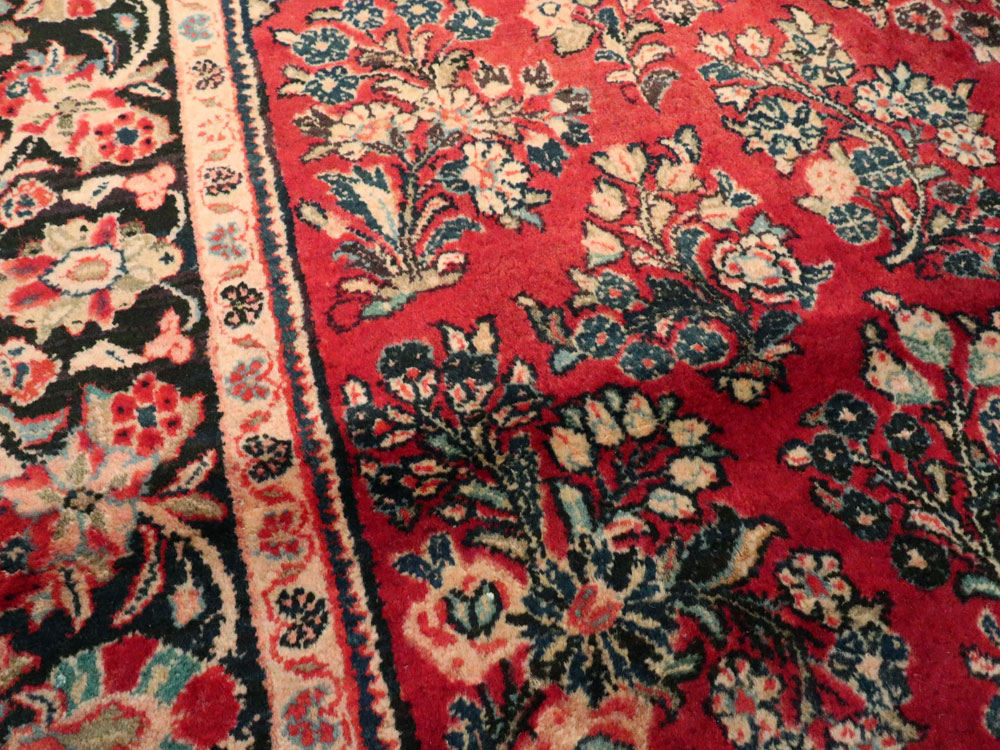 Vintage Persian Sarouk Square Rug, No.8457 - Staging