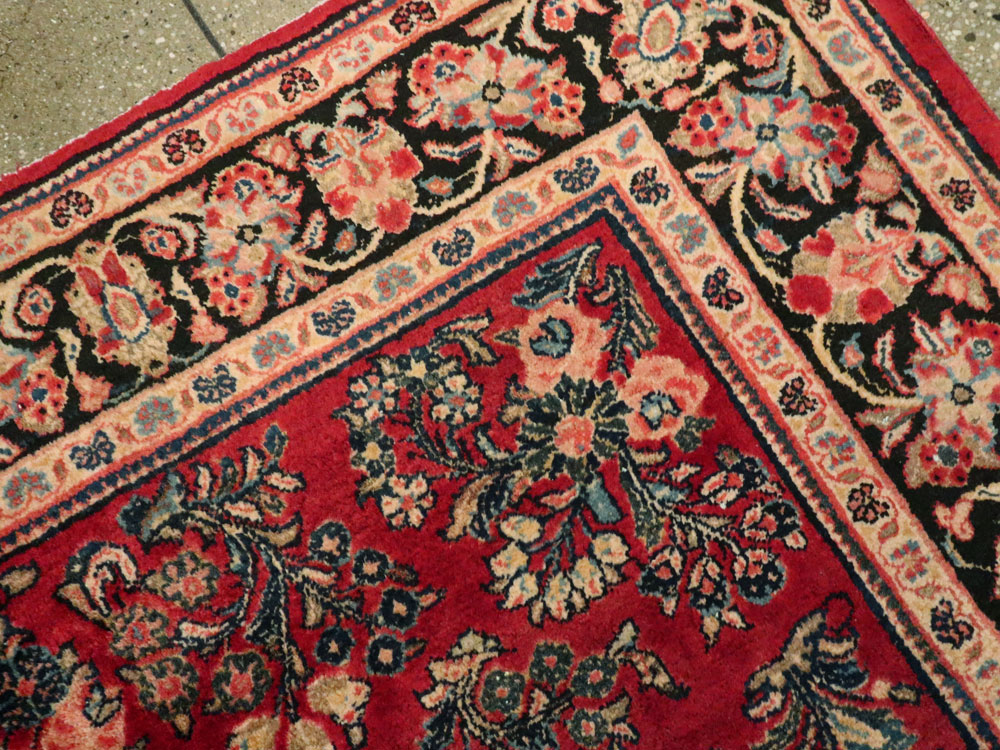 Vintage Persian Sarouk Square Rug, No.8457 - Staging