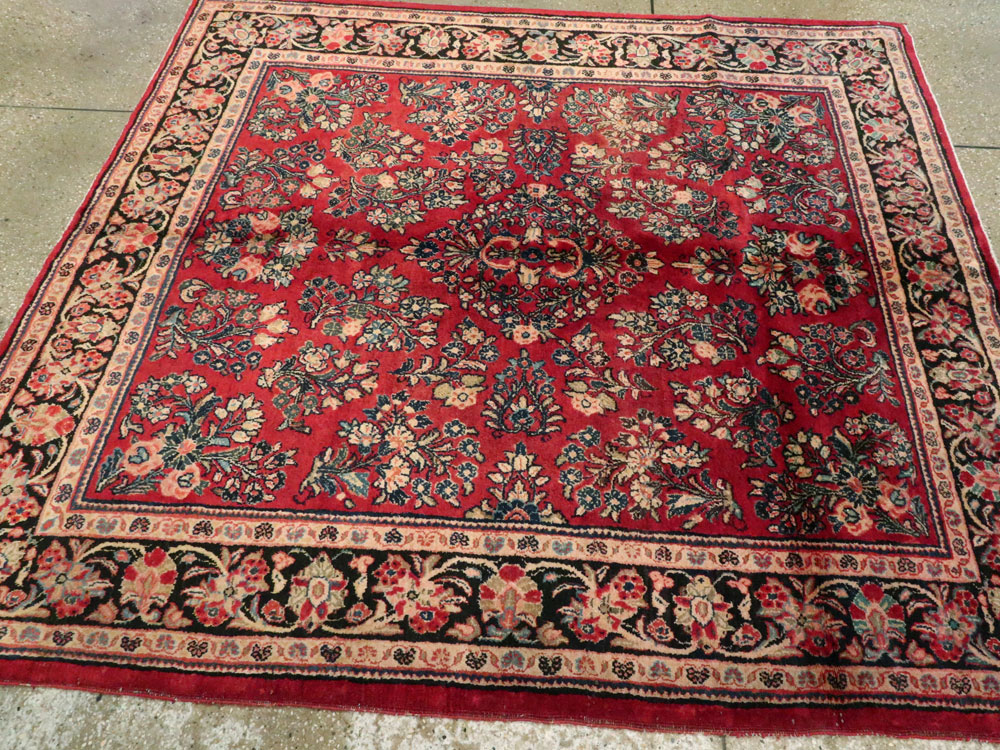 Vintage Persian Sarouk Square Rug, No.8457 - Staging