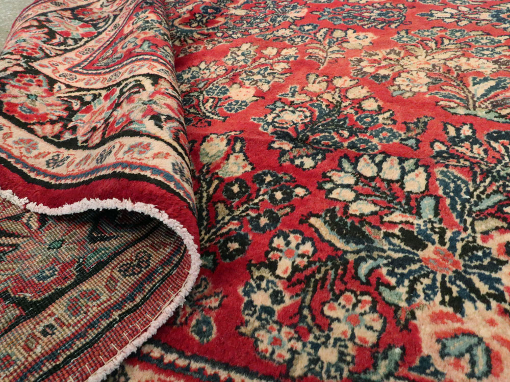 Vintage Persian Sarouk Square Rug, No.8457 - Staging