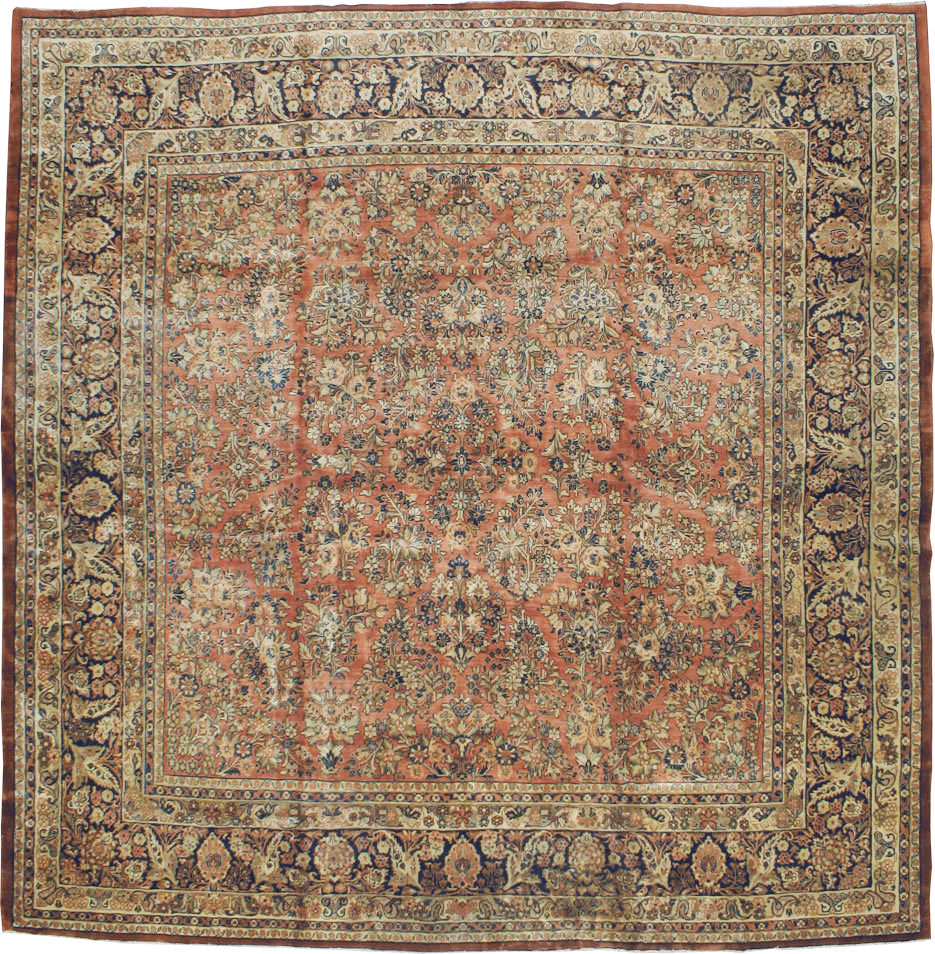 Antique Persian Sarouk Square Carpet, No.8459 - Staging