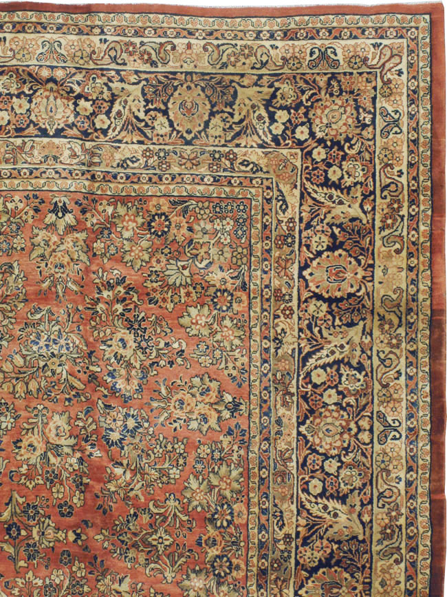 Antique Persian Sarouk Square Carpet, No.8459 - Staging