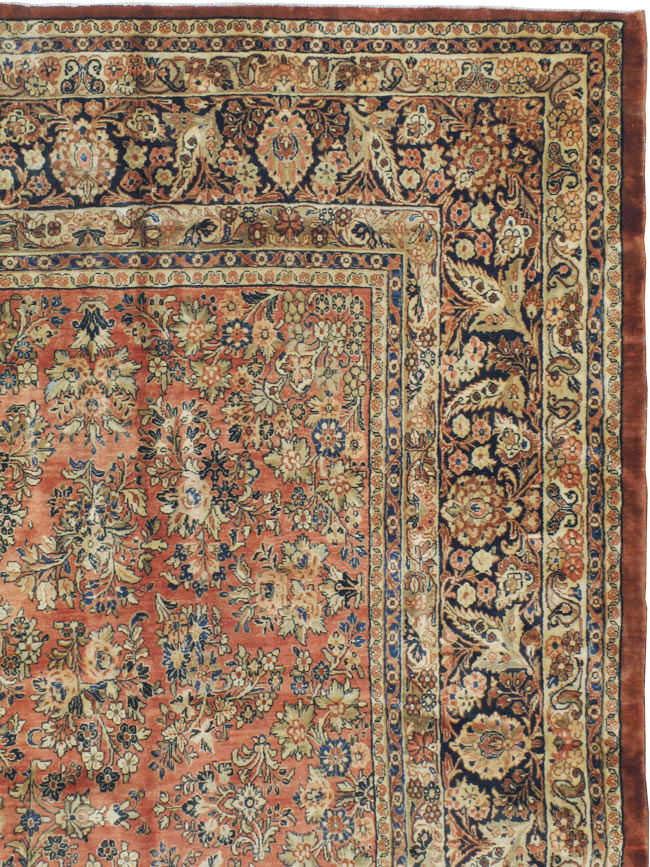 Antique Persian Sarouk Square Carpet, No.8459 - Staging