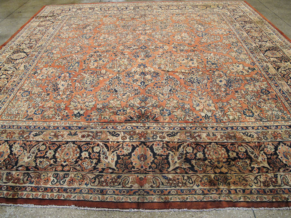 Antique Persian Sarouk Square Carpet, No.8459 - Staging