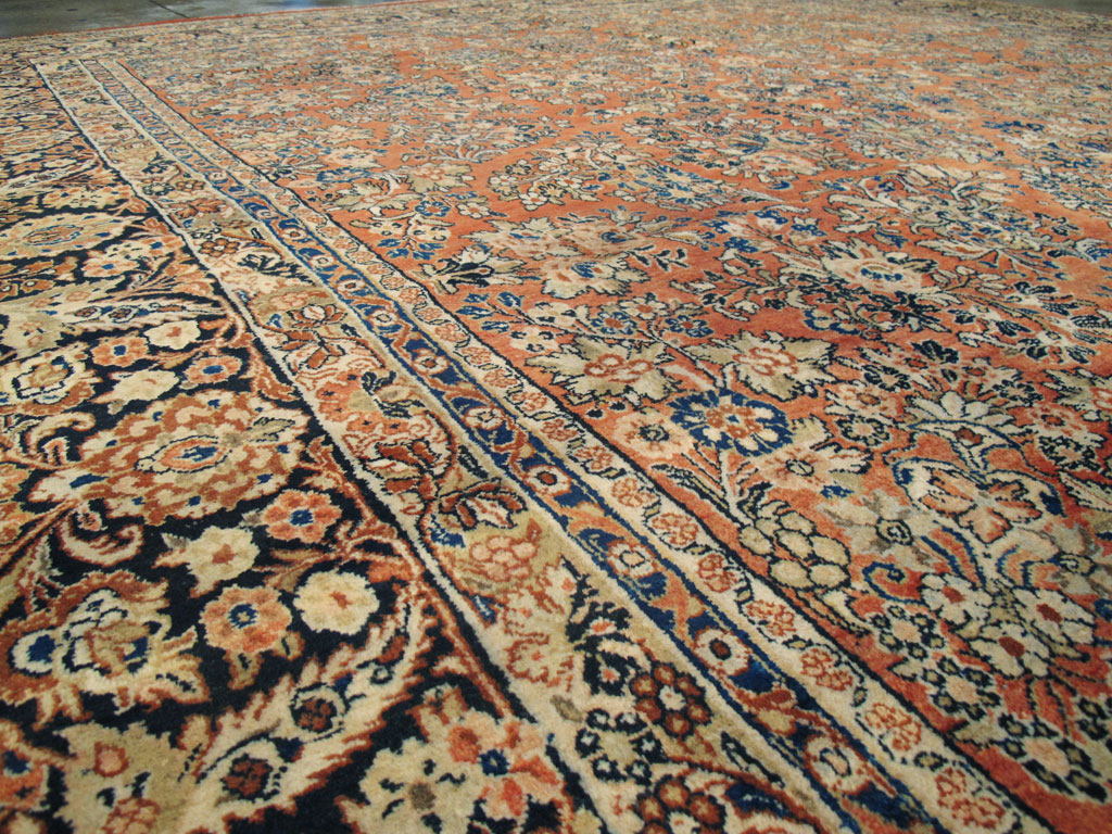 Antique Persian Sarouk Square Carpet, No.8459 - Staging