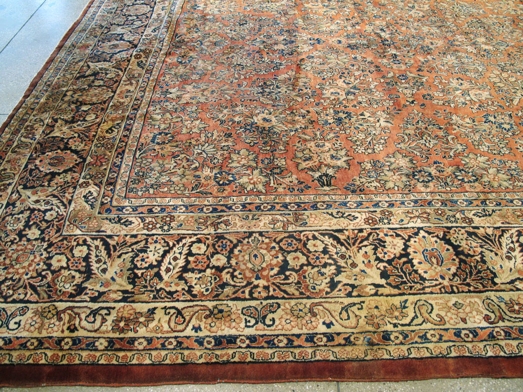 Antique Persian Sarouk Square Carpet, No.8459 - Staging