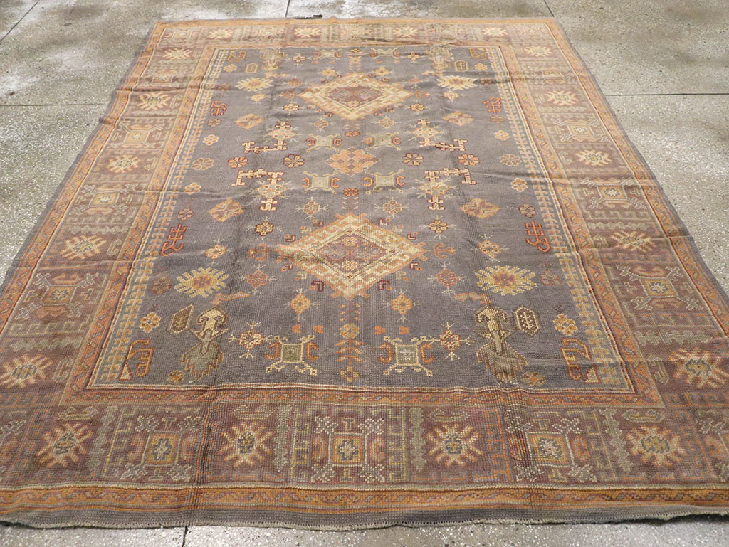 Antique Turkish Oushak Carpet, No.8527 - Staging