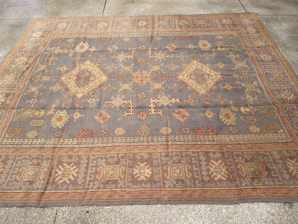 Antique Turkish Oushak Carpet, No.8527 - Staging