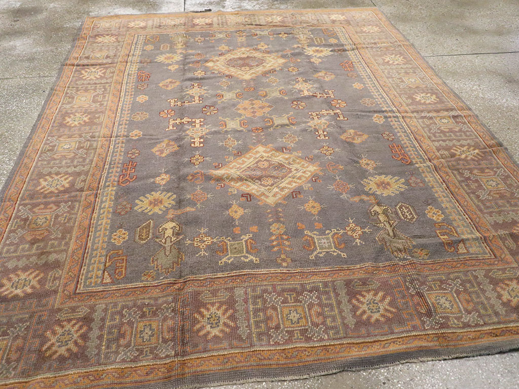 Antique Turkish Oushak Carpet, No.8527 - Staging