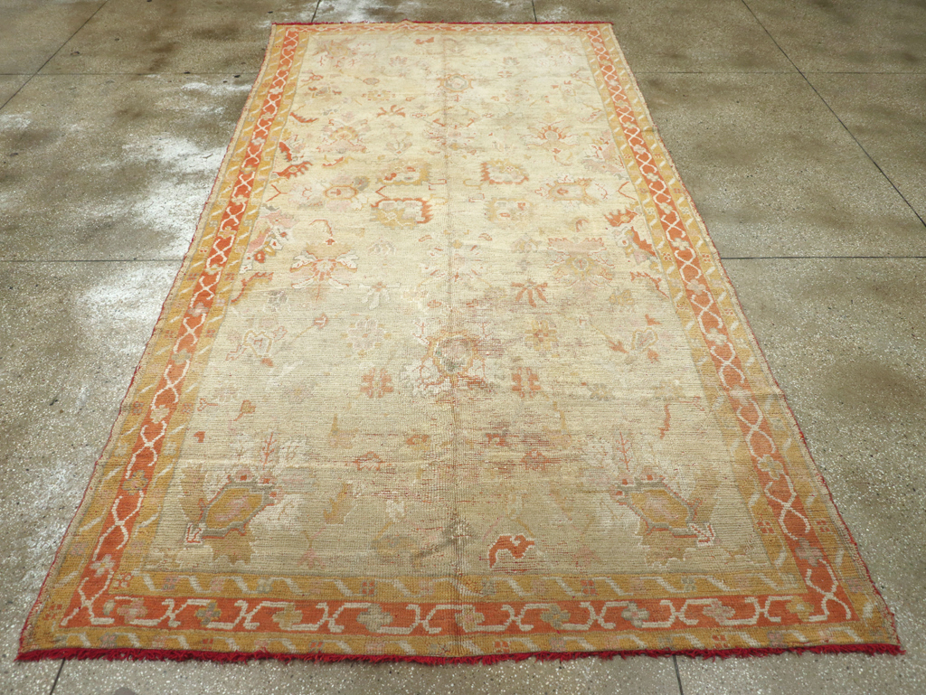 Antique Turkish Oushak Gallery Carpet, No.8533 - Staging