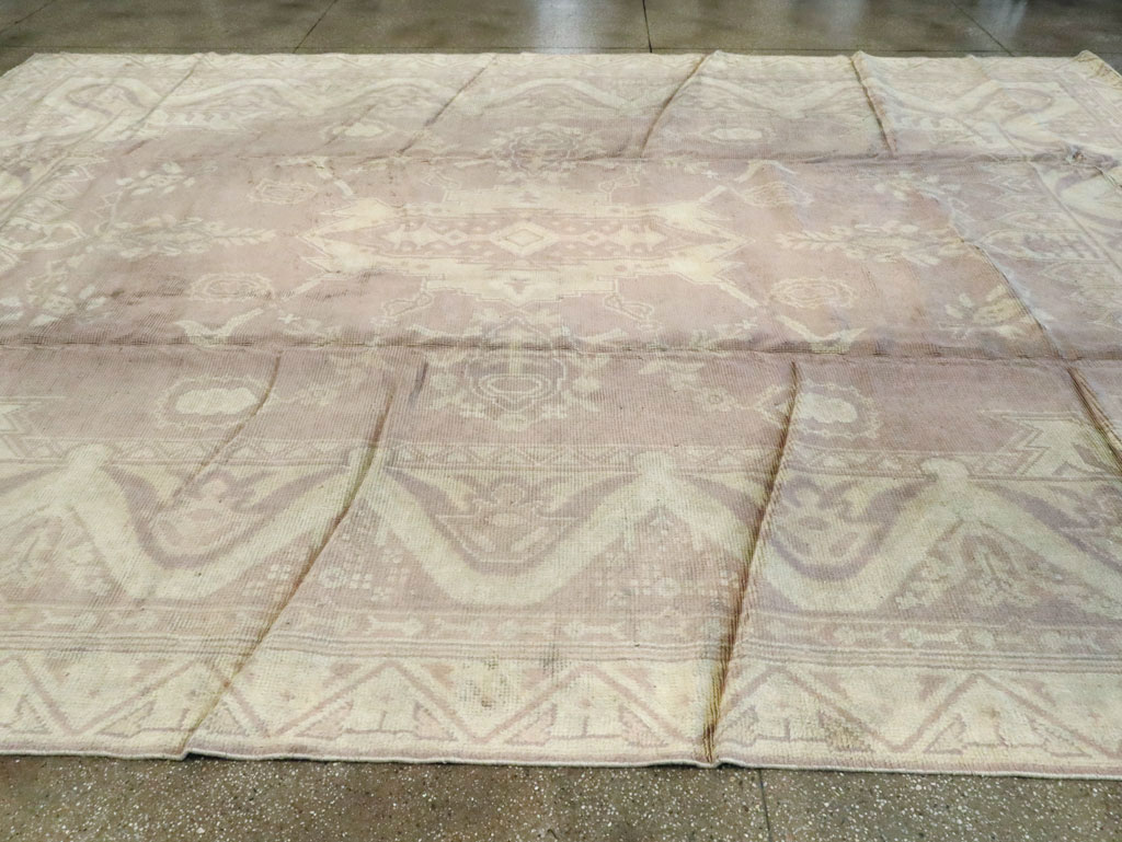Vintage European Oushak Large Carpet, No.8600 - Staging