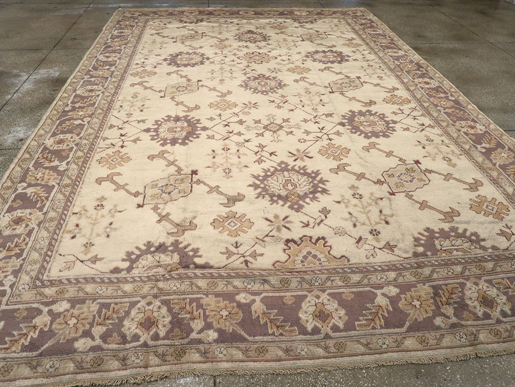 Vintage Turkish Oushak Carpet, No.8609 - Staging