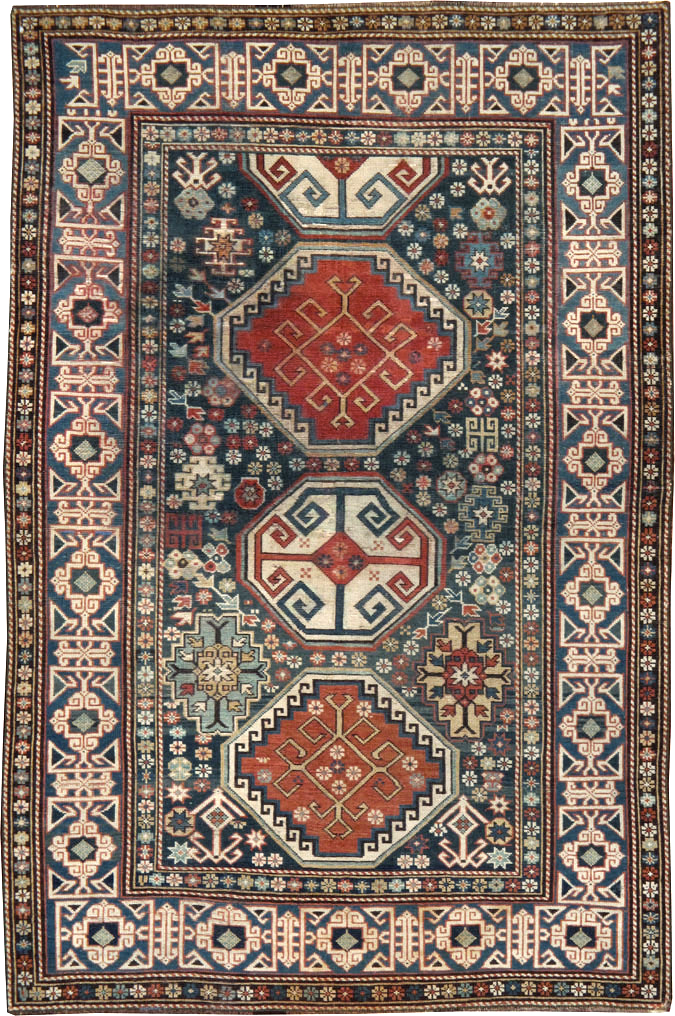 Antique Caucasian Shirvan Rug, No.8687 - Staging