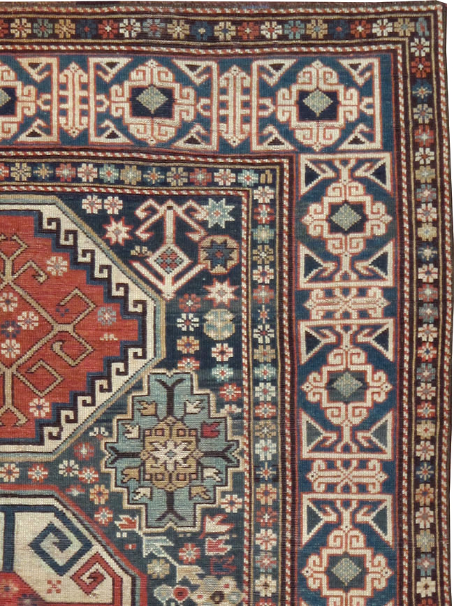 Antique Caucasian Shirvan Rug, No.8687 - Staging