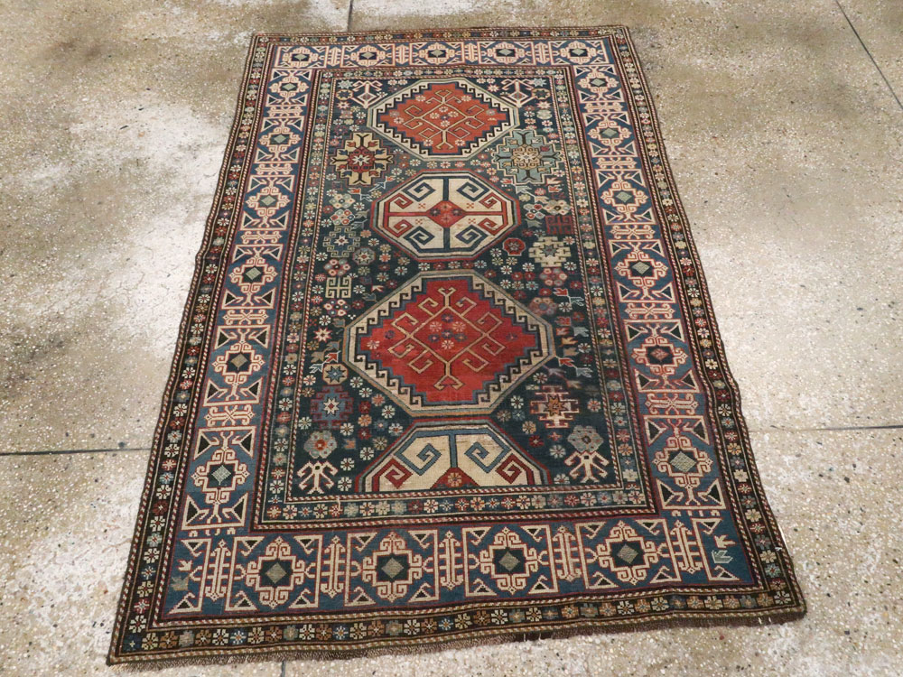 Antique Caucasian Shirvan Rug, No.8687 - Staging