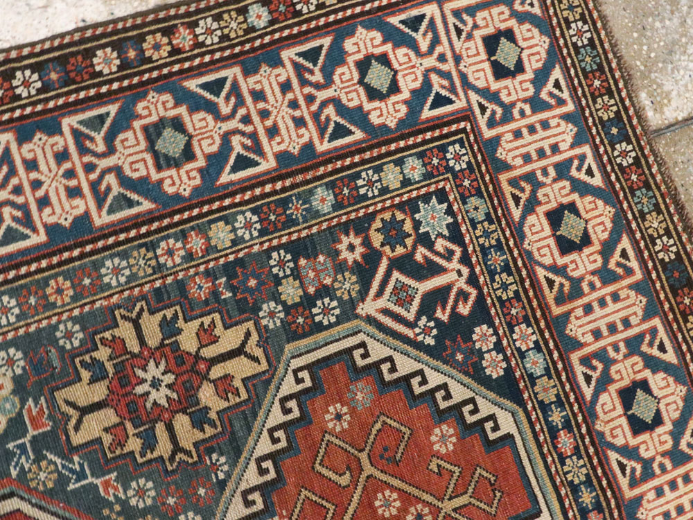 Antique Caucasian Shirvan Rug, No.8687 - Staging