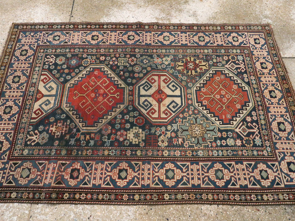 Antique Caucasian Shirvan Rug, No.8687 - Staging