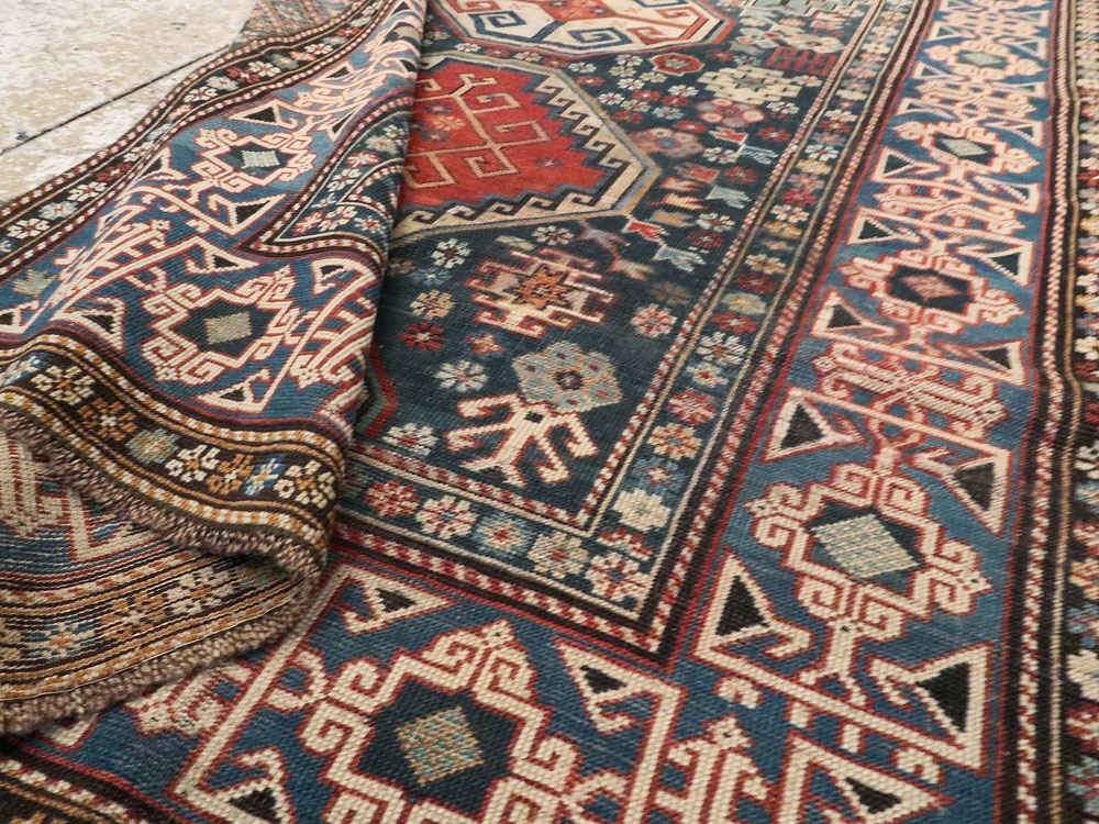 Antique Caucasian Shirvan Rug, No.8687 - Staging