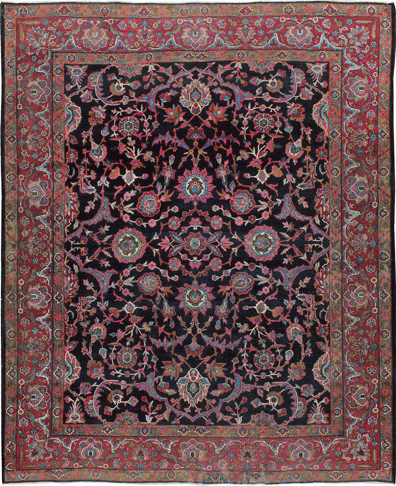 Antique Persian Lavar Kerman Carpet, No.8700 - Staging