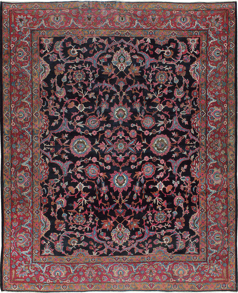 Antique Persian Lavar Kerman Carpet, No.8700 - Staging