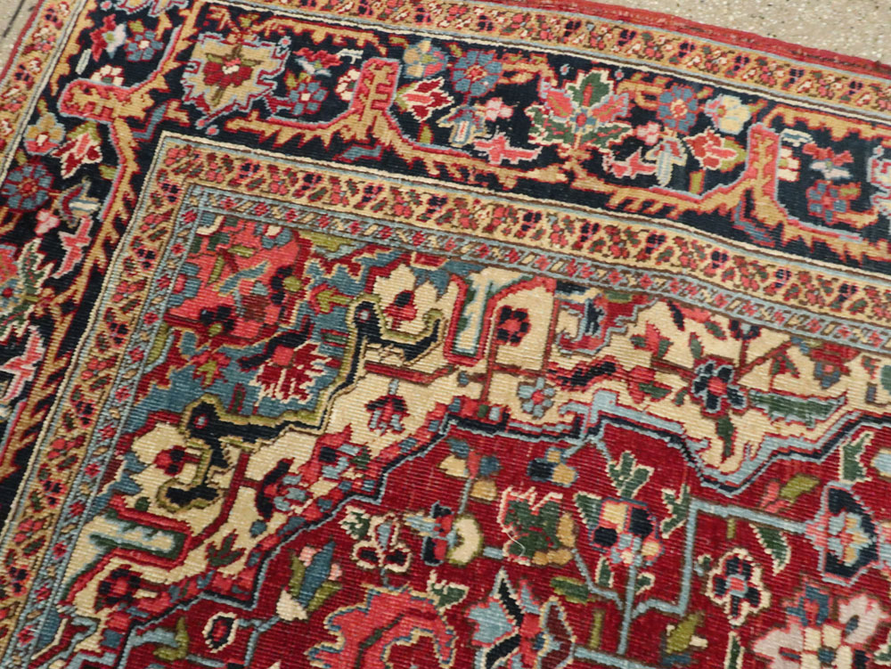 Vintage Persian Heriz Carpet, No.8713 - Staging