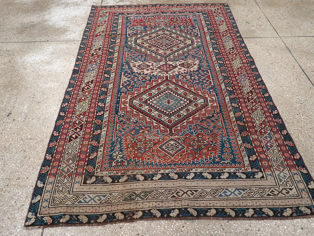 Antique Caucasian Shirvan Rug, No.8742 - Staging