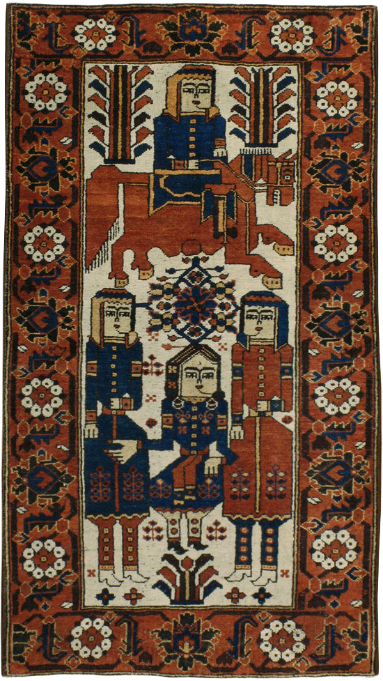 Vintage Bakhtiari Pictorial Rug, No.8750 - Staging