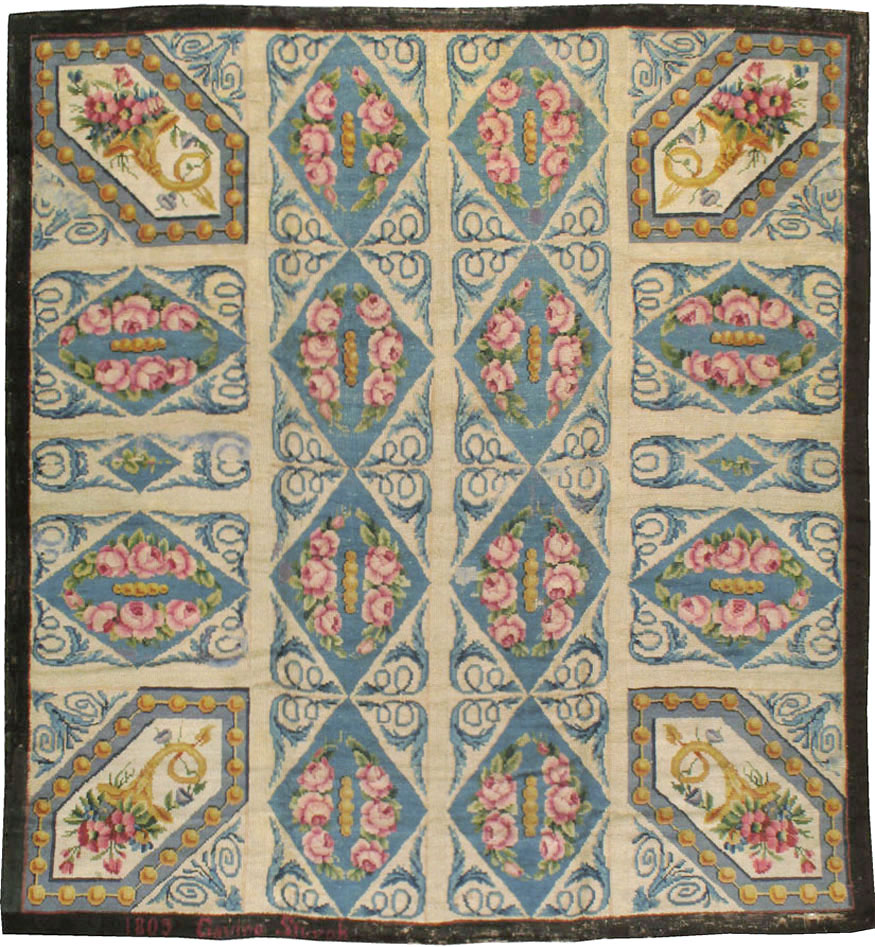 Antique European Savonnerie Carpet, No.8787 - Staging