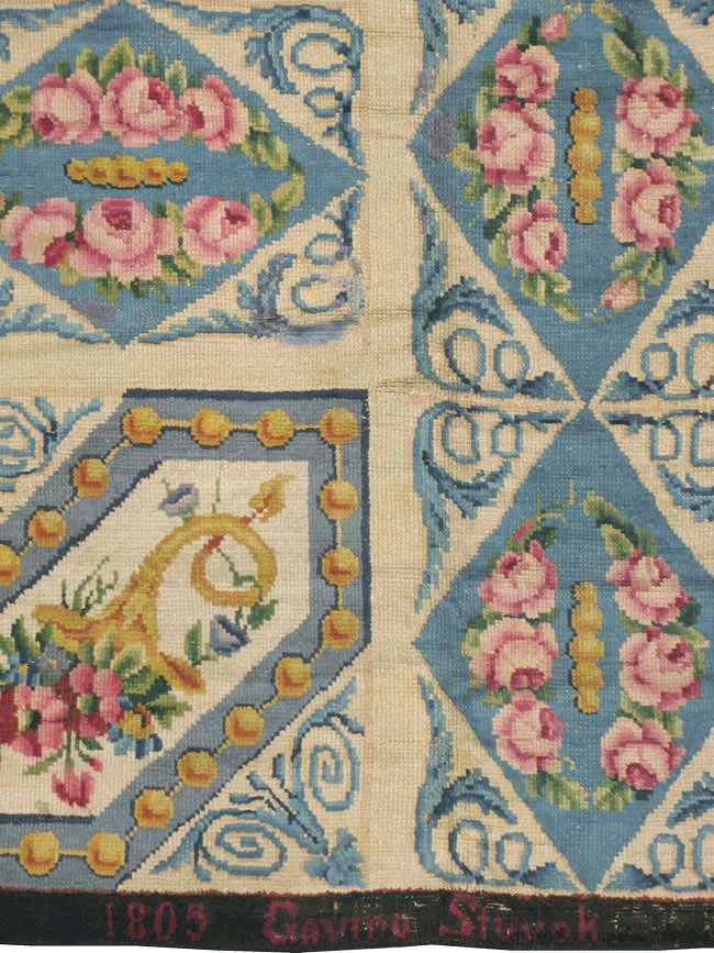 Antique European Savonnerie Carpet, No.8787 - Staging