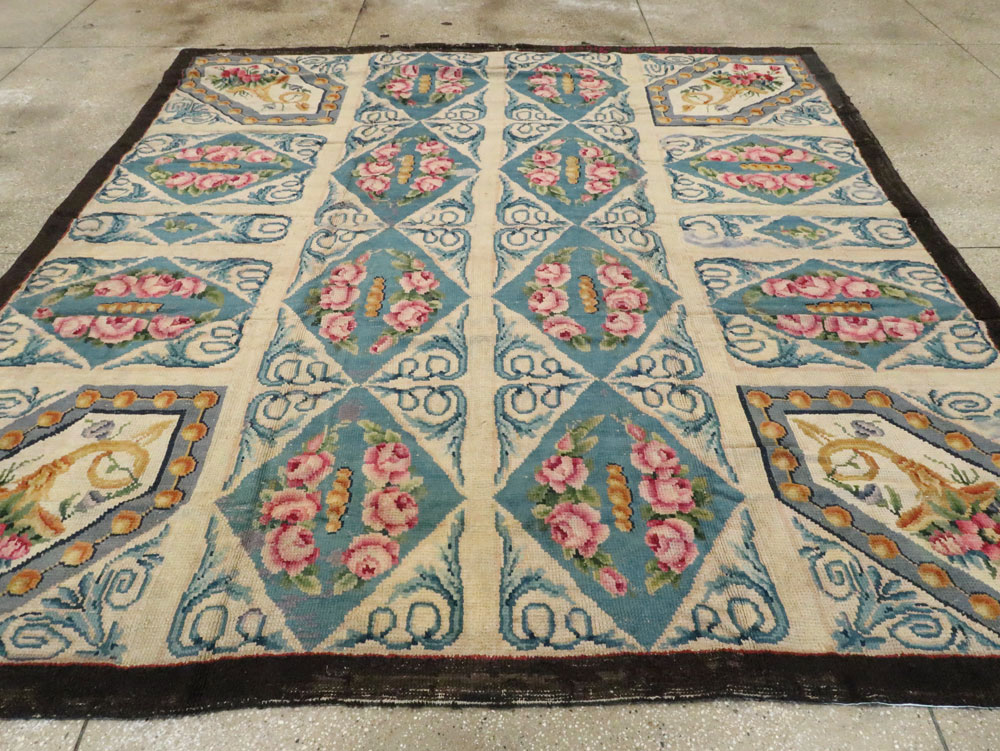 Antique European Savonnerie Carpet, No.8787 - Staging