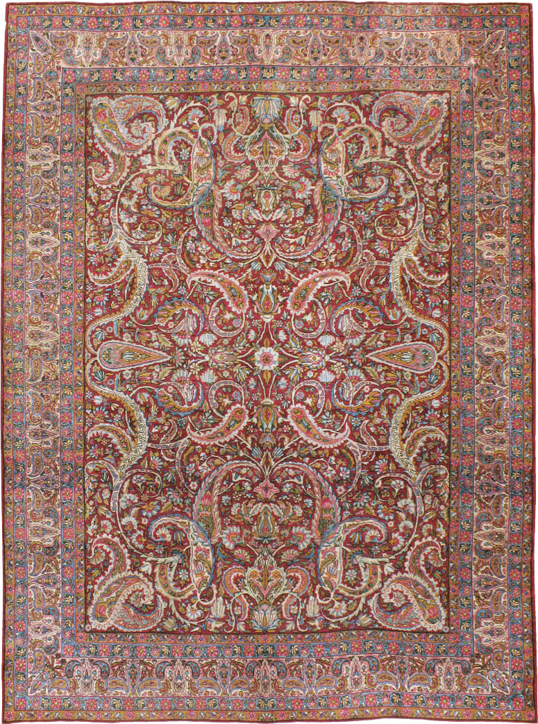 Antique Persian Lavar Kerman Carpet, No.8798 - Staging