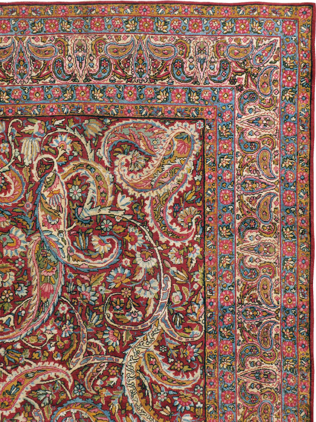 Antique Persian Lavar Kerman Carpet, No.8798 - Staging